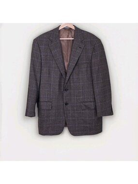 Samuelsohn Blazer 42S Lambswool Super 100s Brown Glen Plaid Sport Coat Canada